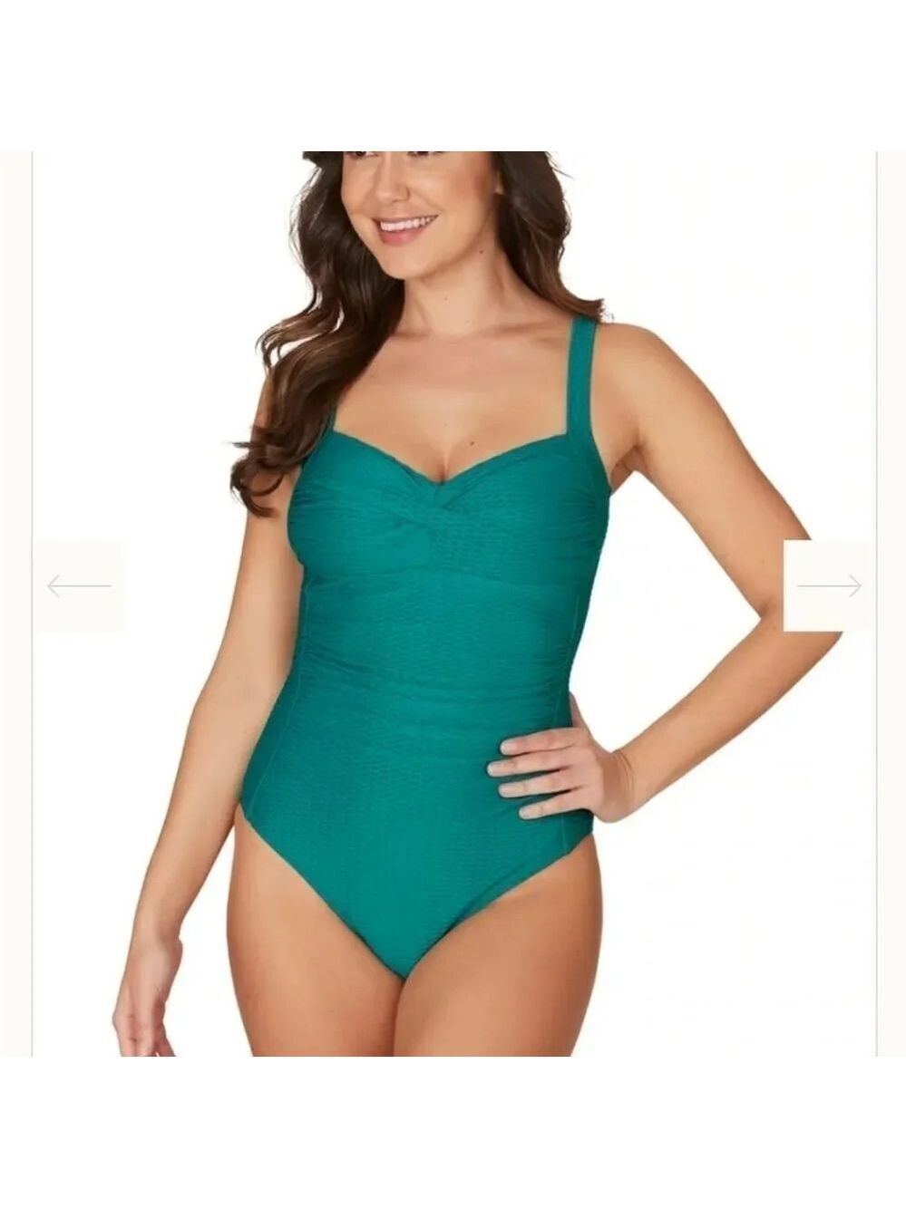 NIPTUCK Omega Teal Texture Joanne Twist Front Design Tummy Control One Piece